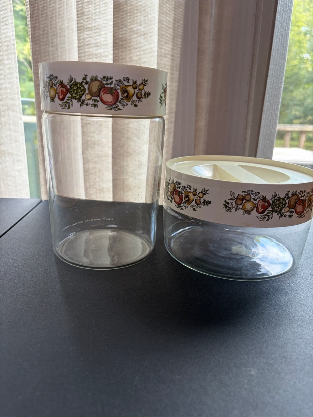 Vintage Pyrex Spice of Life Glass Storage Jars with White Lids